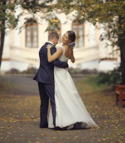 Bride and groom sharing a quiet moment outdoors